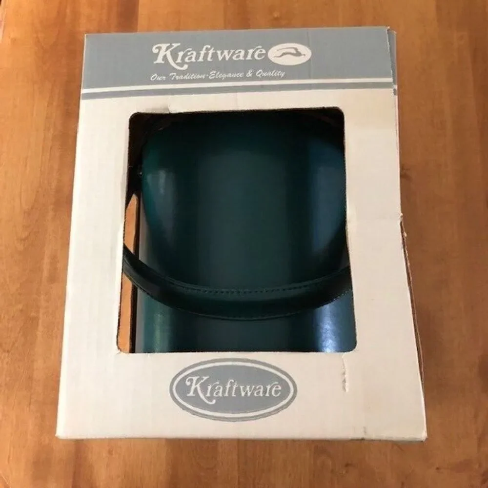 VINTAGE Elegance by Kraftware Green Faux Leather Wrapped Ice Bucket USA Box